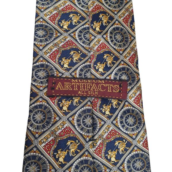 Museum Artifacts Mens Necktie Roman Accessory Office Work Blue Gold Dad Gift - Picture 4 of 5